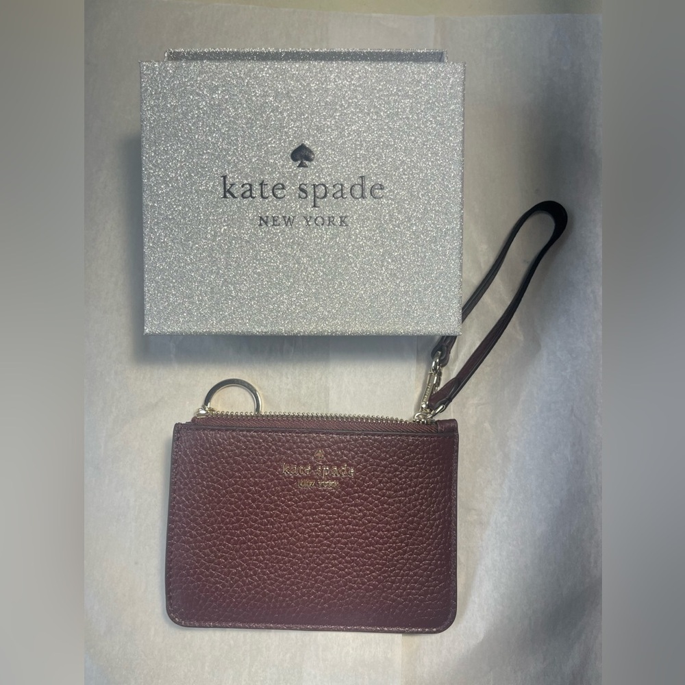 Kate Spade ♠️ Burgundy Wristlet Pouch Leather Wallet